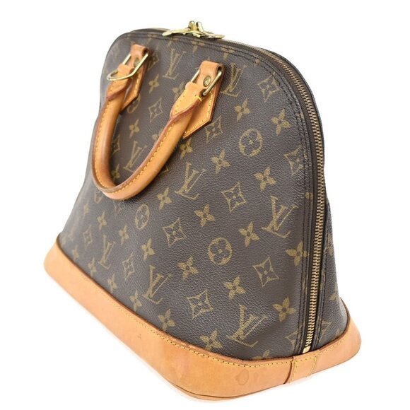 LOUIS VUITTON LV Logo Alma Hand Bag Monogram Leather Brown France - Picture 2 of 15